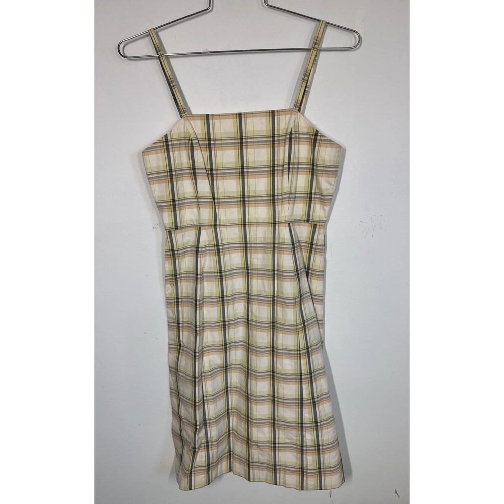 Y2k JCrew Spaghetti Strap Crisp Cotton Plaid Sun Dress Womens P6 Preppy